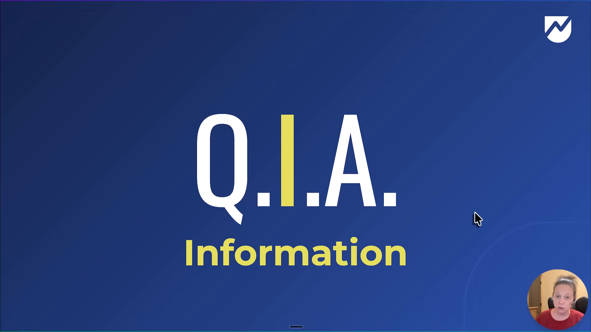 Q.I.A. slide highlighting the I step for Information
