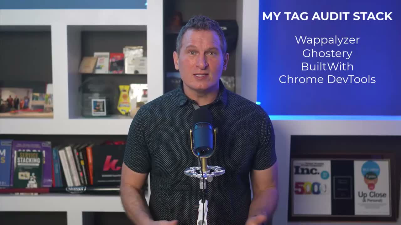 Complete tag audit tool stack showing Wappalyzer Ghostery BuiltWith and Chrome DevTools
