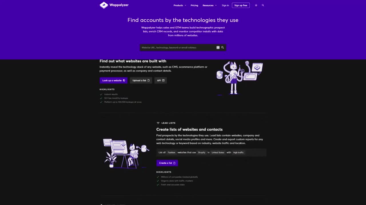 Wappalyzer browser extension showing website tracking technologies